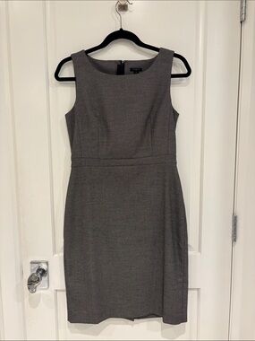 Ann Taylor Gray Sleeveless Sheath Midi Dress